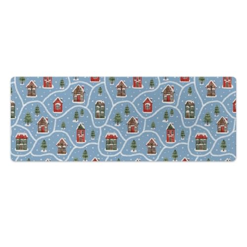 Großes Gaming-Mauspad, Weihnachtshäuser, Bäume, Schreibtischmatte, rutschfest, wasserdicht, Gummiunterseite, verlängerte lange Tastaturmatte, Schreibtischzubehör für Gaming, Büro und Zuhause, 30 x 80 Großes Gaming-Mauspad, Weihnachtshäuser, Bäume, Schreibtischmatte, rutschfest, wasserdicht, Gummiunterseite, verlängerte lange Tastaturmatte, Schreibtischzubehör für Gaming, Büro und Zuhause, 30 x 80 von Niapessel