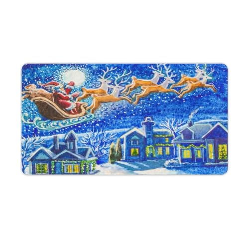 Großes Gaming-Mauspad, Weihnachtsnacht, Weihnachtsmann-Schlitten-Druck, Schreibtischmatte, rutschfeste wasserdichte Gummiunterseite, verlängerte lange Tastaturmatte, Schreibtischzubehör für Gaming Großes Gaming-Mauspad, Weihnachtsnacht, Weihnachtsmann-Schlitten-Druck, Schreibtischmatte, rutschfeste wasserdichte Gummiunterseite, verlängerte lange Tastaturmatte, Schreibtischzubehör für Gaming von Niapessel