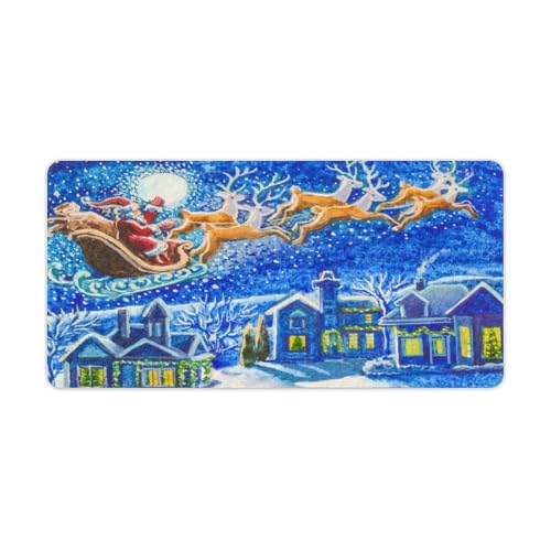 Großes Gaming-Mauspad, Weihnachtsnacht, Weihnachtsmann-Schlitten-Druck, Schreibtischmatte, rutschfeste wasserdichte Gummiunterseite, verlängerte lange Tastaturmatte, Schreibtischzubehör für Gaming Großes Gaming-Mauspad, Weihnachtsnacht, Weihnachtsmann-Schlitten-Druck, Schreibtischmatte, rutschfeste wasserdichte Gummiunterseite, verlängerte lange Tastaturmatte, Schreibtischzubehör für Gaming von Niapessel