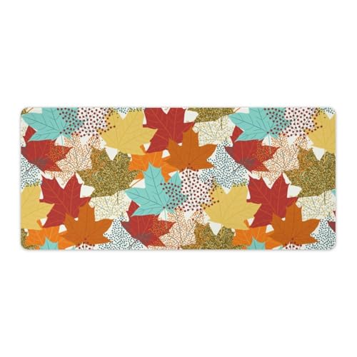 Großes Gaming-Mauspad, buntes Herbst-Ahornblätter-Druck, Schreibtischmatte, rutschfeste wasserdichte Gummiunterseite, verlängerte lange Tastaturmatte, Schreibtischzubehör für Gaming, Büro und Zuhause Großes Gaming-Mauspad, buntes Herbst-Ahornblätter-Druck, Schreibtischmatte, rutschfeste wasserdichte Gummiunterseite, verlängerte lange Tastaturmatte, Schreibtischzubehör für Gaming, Büro und Zuhause von Niapessel