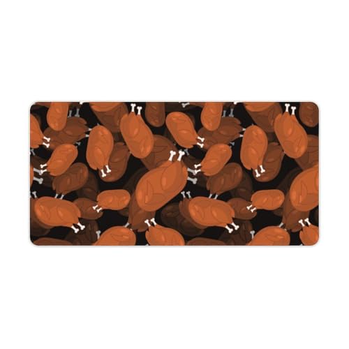 Großes Gaming-Mauspad, gerösteter Truthahn, Thanksgiving-Day-Druck, Schreibtischmatte, rutschfeste wasserdichte Gummiunterseite, verlängerte lange Tastaturmatte, Schreibtischzubehör für Gaming, Büro von Niapessel
