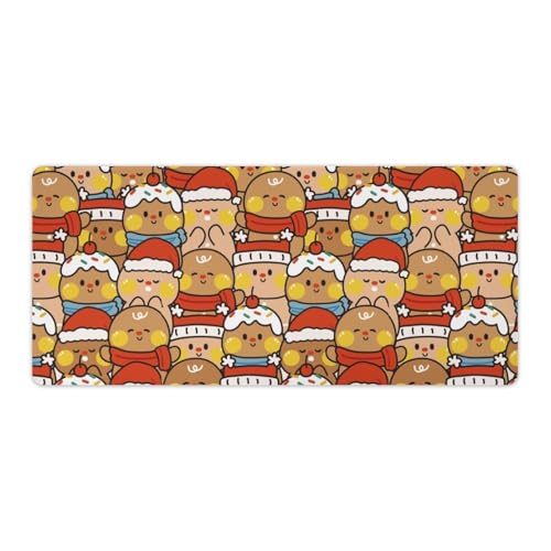 Großes Gaming-Mauspad, niedlicher Lebkuchen-Weihnachtsdruck, Schreibtischmatte, rutschfest, wasserdicht, Gummiunterseite, verlängerte lange Tastaturmatte, Schreibtischzubehör für Gaming, Büro und Großes Gaming-Mauspad, niedlicher Lebkuchen-Weihnachtsdruck, Schreibtischmatte, rutschfest, wasserdicht, Gummiunterseite, verlängerte lange Tastaturmatte, Schreibtischzubehör für Gaming, Büro und von Niapessel