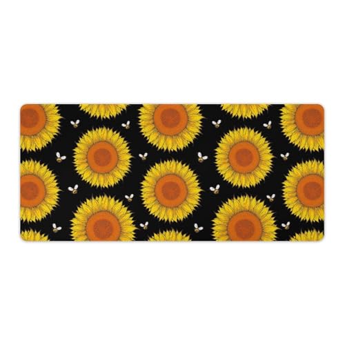Großes Gaming-Mauspad, niedlicher Sonnenblumen- und Bienendruck, Schreibtischmatte, rutschfeste, wasserdichte Gummiunterseite, verlängerte lange Tastaturmatte, Schreibtischzubehör für Gaming, Büro und Großes Gaming-Mauspad, niedlicher Sonnenblumen- und Bienendruck, Schreibtischmatte, rutschfeste, wasserdichte Gummiunterseite, verlängerte lange Tastaturmatte, Schreibtischzubehör für Gaming, Büro und von Niapessel