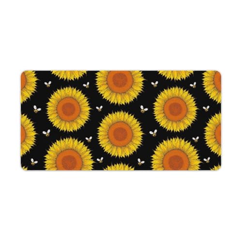 Großes Gaming-Mauspad, niedlicher Sonnenblumen- und Bienendruck, Schreibtischmatte, rutschfeste, wasserdichte Gummiunterseite, verlängerte lange Tastaturmatte, Schreibtischzubehör für Gaming, Büro und Großes Gaming-Mauspad, niedlicher Sonnenblumen- und Bienendruck, Schreibtischmatte, rutschfeste, wasserdichte Gummiunterseite, verlängerte lange Tastaturmatte, Schreibtischzubehör für Gaming, Büro und von Niapessel
