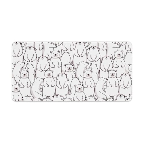 Großes Gaming-Mauspad, niedlicher weißer Eisbär-Tierdruck, Schreibtischmatte, rutschfeste wasserdichte Gummiunterseite, verlängerte lange Tastaturmatte, Schreibtischzubehör für Gaming, Büro und Großes Gaming-Mauspad, niedlicher weißer Eisbär-Tierdruck, Schreibtischmatte, rutschfeste wasserdichte Gummiunterseite, verlängerte lange Tastaturmatte, Schreibtischzubehör für Gaming, Büro und von Niapessel