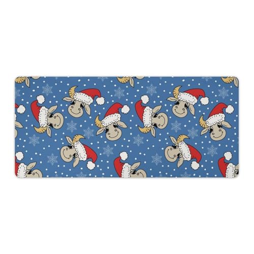 Großes Gaming-Mauspad, niedliches Kuh-, Wadengesicht, Weihnachtsmannmützen-Druck, Schreibtischmatte, rutschfeste wasserdichte Gummiunterseite, verlängerte lange Tastaturmatte, Schreibtischzubehör für Großes Gaming-Mauspad, niedliches Kuh-, Wadengesicht, Weihnachtsmannmützen-Druck, Schreibtischmatte, rutschfeste wasserdichte Gummiunterseite, verlängerte lange Tastaturmatte, Schreibtischzubehör für von Niapessel
