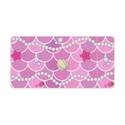 Großes Gaming-Mauspad, rosa Fischschuppen mit Cartoon-Perlen, Schreibtischmatte, rutschfeste wasserdichte Gummiunterseite, verlängerte lange Schreibtischunterlage, Tastaturmatte, Mauspads Großes Gaming-Mauspad, rosa Fischschuppen mit Cartoon-Perlen, Schreibtischmatte, rutschfeste wasserdichte Gummiunterseite, verlängerte lange Schreibtischunterlage, Tastaturmatte, Mauspads von Niapessel