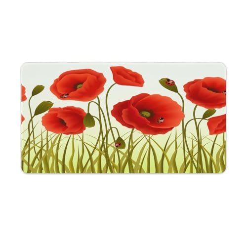 Großes Gaming-Mauspad, rote Mohnblumen-Druck-Schreibtischmatte, rutschfest, wasserdicht, Gummiunterseite, verlängerte lange Schreibtischunterlage, Tastaturmatte, Mauspads, Schreibtischzubehör für Großes Gaming-Mauspad, rote Mohnblumen-Druck-Schreibtischmatte, rutschfest, wasserdicht, Gummiunterseite, verlängerte lange Schreibtischunterlage, Tastaturmatte, Mauspads, Schreibtischzubehör für von Niapessel