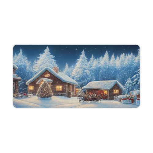 Großes Gaming-Mauspad, schöner Winterhaus-Druck, Schreibtischmatte, rutschfeste, wasserdichte Gummiunterseite, verlängerte lange Tastaturmatte, Schreibtischzubehör für Gaming, Büro und Zuhause, 30 x Großes Gaming-Mauspad, schöner Winterhaus-Druck, Schreibtischmatte, rutschfeste, wasserdichte Gummiunterseite, verlängerte lange Tastaturmatte, Schreibtischzubehör für Gaming, Büro und Zuhause, 30 x von Niapessel