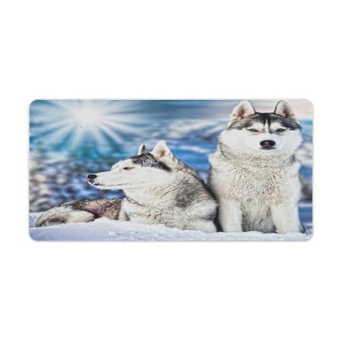 Großes Gaming-Mauspad, sibirischer Husky im Winter, rutschfeste wasserdichte Gummiunterseite, verlängerte lange Tastaturmatte, Schreibtischzubehör für Gaming, Büro und Zuhause, 30 x 60 cm Großes Gaming-Mauspad, sibirischer Husky im Winter, rutschfeste wasserdichte Gummiunterseite, verlängerte lange Tastaturmatte, Schreibtischzubehör für Gaming, Büro und Zuhause, 30 x 60 cm von Niapessel