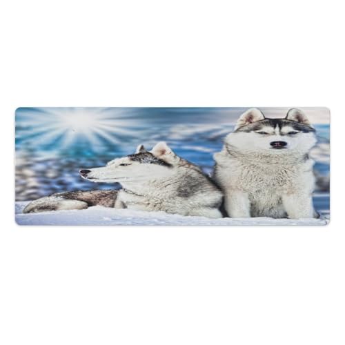 Großes Gaming-Mauspad, sibirischer Husky im Winter, rutschfeste wasserdichte Gummiunterseite, verlängerte lange Tastaturmatte, Schreibtischzubehör für Gaming, Büro und Zuhause, 30 x 80 cm Großes Gaming-Mauspad, sibirischer Husky im Winter, rutschfeste wasserdichte Gummiunterseite, verlängerte lange Tastaturmatte, Schreibtischzubehör für Gaming, Büro und Zuhause, 30 x 80 cm von Niapessel