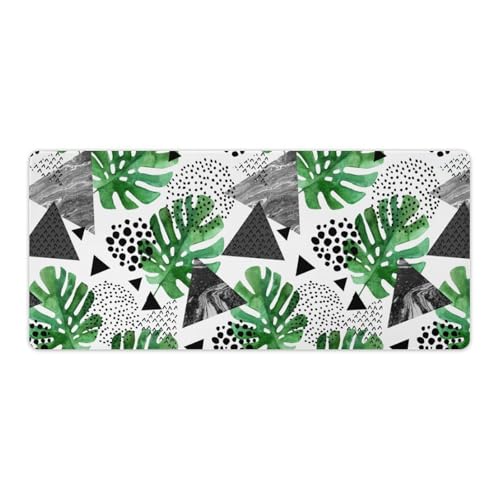 Großes Gaming-Mauspad, tropische Blätter, geometrischer Druck, Schreibtischmatte, rutschfest, wasserdicht, Gummiunterseite, verlängerte lange Schreibtischunterlage, Tastaturmatte, Mauspads Großes Gaming-Mauspad, tropische Blätter, geometrischer Druck, Schreibtischmatte, rutschfest, wasserdicht, Gummiunterseite, verlängerte lange Schreibtischunterlage, Tastaturmatte, Mauspads von Niapessel