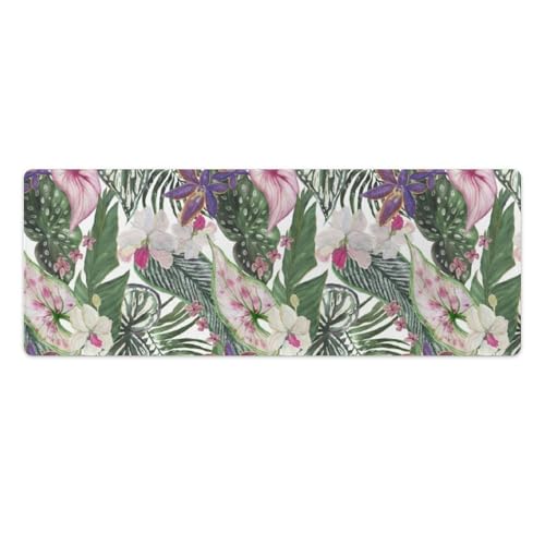 Großes Gaming-Mauspad, tropische Blätter und Blumen, rutschfeste wasserdichte Gummiunterseite, verlängerte lange Schreibtischunterlage, Tastaturmatte, Mauspads, Schreibtischzubehör für Gaming, Büro Großes Gaming-Mauspad, tropische Blätter und Blumen, rutschfeste wasserdichte Gummiunterseite, verlängerte lange Schreibtischunterlage, Tastaturmatte, Mauspads, Schreibtischzubehör für Gaming, Büro von Niapessel