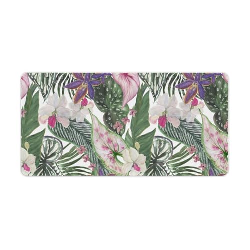 Großes Gaming-Mauspad, tropische Blätter und Blumen, rutschfeste wasserdichte Gummiunterseite, verlängerte lange Schreibtischunterlage, Tastaturmatte, Mauspads, Schreibtischzubehör für Gaming, Büro Großes Gaming-Mauspad, tropische Blätter und Blumen, rutschfeste wasserdichte Gummiunterseite, verlängerte lange Schreibtischunterlage, Tastaturmatte, Mauspads, Schreibtischzubehör für Gaming, Büro von Niapessel