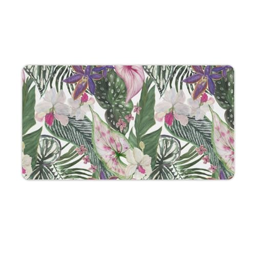 Großes Gaming-Mauspad, tropische Blätter und Blumen, rutschfeste wasserdichte Gummiunterseite, verlängerte lange Schreibtischunterlage, Tastaturmatte, Mauspads, Schreibtischzubehör für Gaming, Büro Großes Gaming-Mauspad, tropische Blätter und Blumen, rutschfeste wasserdichte Gummiunterseite, verlängerte lange Schreibtischunterlage, Tastaturmatte, Mauspads, Schreibtischzubehör für Gaming, Büro von Niapessel