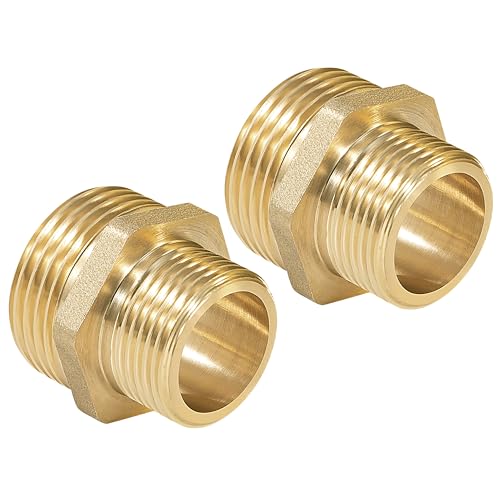 Doppelnippel Reduziert Messing 1" auf 3/4" Hexagon Reduzierstück, Reduzierung Adapter, Beidseitig Außengewinde Rostfrei Anschlussnippel Trinkwasser Geeignet (2 Stück) von Niboken