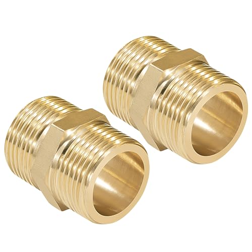 Doppelnippel Reduziert Messing 3/4" auf 3/4" Hexagon Reduzierstück, Reduzierung Adapter, Beidseitig Außengewinde Rostfrei Anschlussnippel Trinkwasser Geeignet (2 Stück) von Niboken