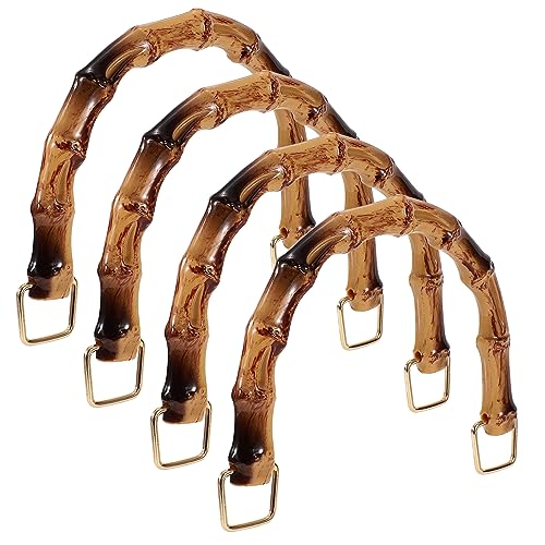 Niboken Taschengriffe Bambus, Ersatz Henkel Handtasche Griff in U-Form, Handcrafted Bag Handle Taschenhenkel mit Goldenen Schnallen, DIY Bastelarbeiten Taschen Zubehör (4 Stück) von Niboken