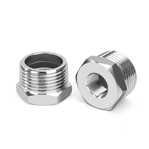 Reduzierstück mit Sechskant 304 Edelstahl, AG 1" x IG 3/8" Rohr Reduzierung Adapter Fitting Konverter für Rohranschluss, Reduzierverbinder für Wasser Öl Luft (2 Stk) von Niboken