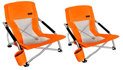 Nice C Camping am niedrigen Strand Klappstuhl, Ultralight Backpacking Stuhl mit Becherhalter & Tragetasche Kompakt & Hochleistungs im Freien, Camping (Set 2 Orange) von Nice C