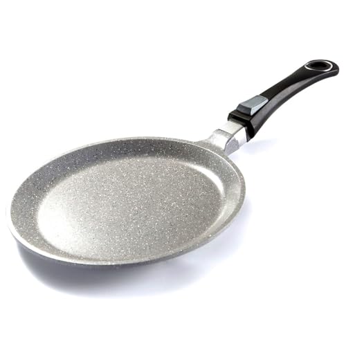 Nice Cooker Roc-Tec Crêpes-Pfanne, echte Steinpartikel, antihaftbeschichtet, für alle Herdarten einschließlich Induktion + Backofen, mit abnehmbarem Griff (24 cm) von Nice Cooker