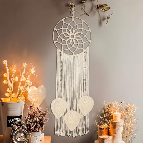 Nice Dream Makramee Traumfänger Gross Boho Dreamcatcher Handgefertigt, Gewebte Feder Wandbehang Handgemachte Traumfänger Quasten Dekoration Wohnkultur Ornament von Nice Dream