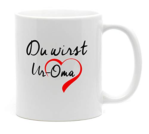 Du wirst UROMA, Tasse in hochwertiger Qualität und beidseitig bedruckt. Die schönste Art etwas zu sagen. Ein tolles Geschenk für die künftige Ur Oma. (Weiß) von Nice-Presents-de