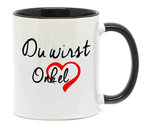 <> Du wirst Onkel, Tasse in hochwertiger Qualität und beidseitig bedruckt. Die schönste Art etwas zu sagen. Ein tolles Geschenk für den künftigen Onkel. (Schwarz) von Nice-Presents-de