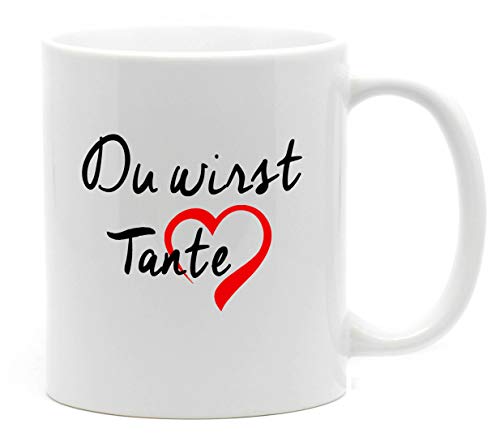 Nice-Presents-de Du wirst Tante, Tasse in hochwertiger Qualität und beidseitig Bedruckt. Die schönste Art etwas zu Sagen. EIN tolles Geschenk für die künftige Tante. (Weiß) von Nice-Presents-de