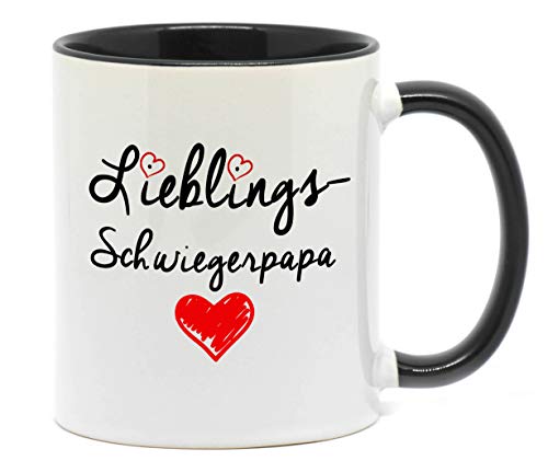 Nice-Presents-de Tasse Lieblings Schwiegerpapa Tasse, beidseitig Bedruckt. Die schönste Art wenn Man etwas zu Sagen hat. EIN tolles Geschenk für den Schwiegervater z.B. als Dankeschön. (A-Schwarz) von Nice-Presents-de