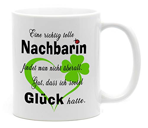 Nice-Presents-de Tasse Tolle Nachbarin Tasse mit Herz zu jedem Anlass für eine Gute Nachbarschaft. Da freut Sich Jede Freundin, Nachbarin, oder Kollegin (Weiß) von Nice-Presents-de