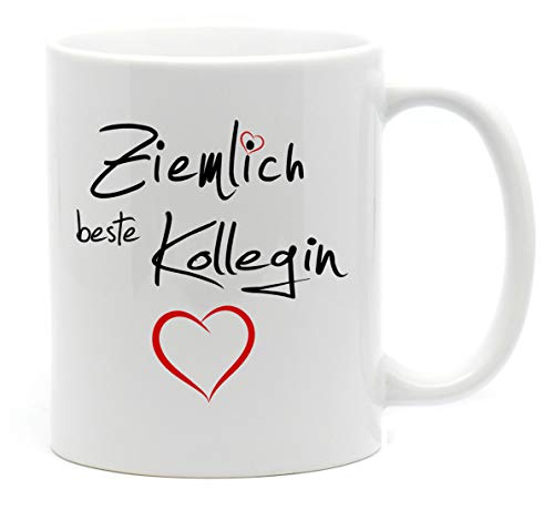 Tasse Ziemlich beste Kollegin für die Lieblingskollegin im Büro zum Abschied oder einfach nur mal so. Ein nettes Danke am Arbeitsplatz. (Weiß) von Nice-Presents-de