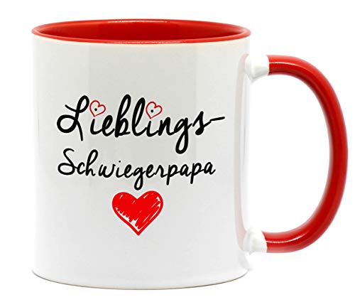 Nice-Presents-de Tasse Lieblings Schwiegerpapa in hochwertiger Qualität, beidseitig Bedruckt. Die schönste Art wenn Man etwas zu Sagen hat. EIN tolles Geschenk für den Schwiegervater. (Rot) von Nice-Presents-de