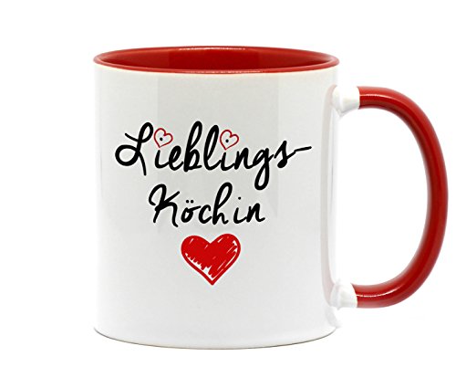 Tasse Lieblingsköchin ein tolles Geschenk mit Herz zu jedem Anlass für die wohl beste Köchin der Welt. Da freut sich jeder Koch, Köchin drauf. (Rot) von Nice-Presents-de