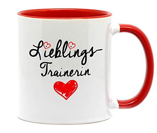 Tasse Lieblingstrainerin Hochwertige Tasse für die zuverlässige Trainerin in Beruf, Schule oder Sport. Ein tolles Gesechenk zu jeder Gelegenheit. (Rot) von Nice-Presents-de