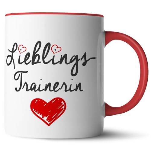 Nice-Presents-de Tasse Lieblingstrainerin Hochwertige Tasse für die zuverlässige Trainerin in Beruf, Schule oder Sport. EIN tolles Gesechenk zu jeder Gelegenheit. (Rot) von Nice-Presents-de