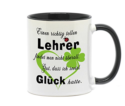 Tasse Toller Lehrer in hochwertiger Qualität, beidseitig bedruckt. Für den besten Lehrer in deiner Schule. Da freut sich jeder gute Kollege oder Freund bei der Arbeit drauf. (Schwarz) von Nice-Presents-de