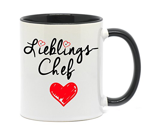 NICE-PRESENTS Lieblingschef Tasse in hochwertiger Qualität, beidseitig Bedruckt. Für jedes Büro. Da freut Sich jeder Kollege, Chef oder Freund bei der Arbeit Drauf. (A-Schwarz) von NICE-PRESENTS
