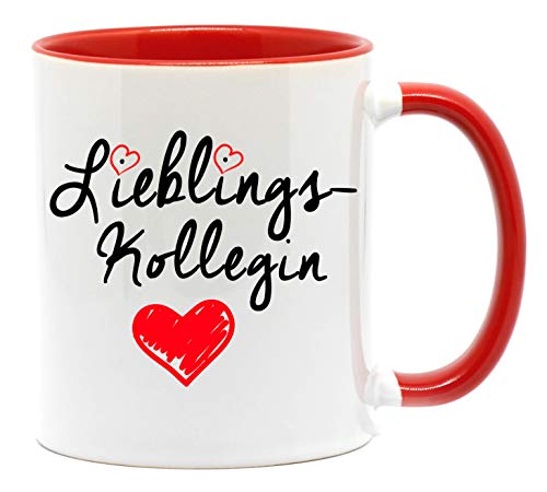 "Lieblingskollegin" Tasse in hochwertiger Qualität, beidseitig bedruckt. Für die beste Kollegin in jedem Büro. Da freut sich jede Kollegin, Chefin oder Freundin bei der Arbeit drauf. (A-Rot) von Nice-Presents