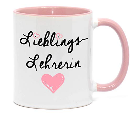 Lieblingslehrerin Hochwertige Tasse für die beste Lehrerin in hochwertiger Qualität, beidseitig bedruckt. Ein Dankeschön als tolles Geschenk. Ein Hingucker an jeder Schule. (Rosa) von Nice-Presents