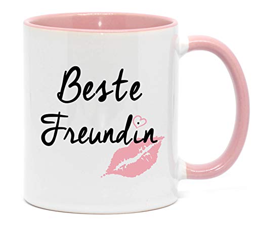 Nice-Presents Beste Freundin Hochwertige Tasse für die Beste Freundin (das kann auch die Mama Sein) in top Qualität, beidseitig Bedruckt. EIN Dankeschön als tolles Geschenk (Rosa) von Nice-Presents