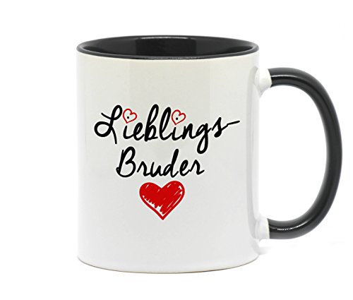 <> Tasse Lieblings Bruder in hochwertiger Qualität, beidseitig bedruckt. Eine besondere Art etwas zu sagen. Ein tolles Geschenk für den Lieblingsbruder z.B. als Dankeschön. (Schwarz) von Nice-Presents