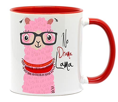 No drama Lama. Die Tasse für den Alpaka - Fan. Ein witziges Geschenk zu jedem Anlass. (Rot) von Nice-Presents