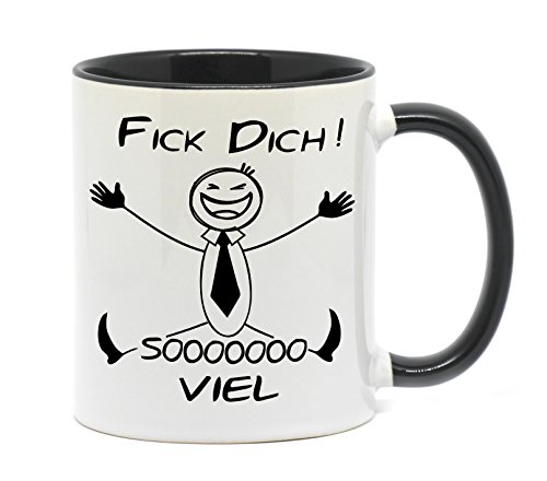 Tasse Fick dich sooooo viel Beidseitig bedruckte Tasse als witziges Geschenk mit dem gewissen Humor. (Schwarz) von Nice-Presents