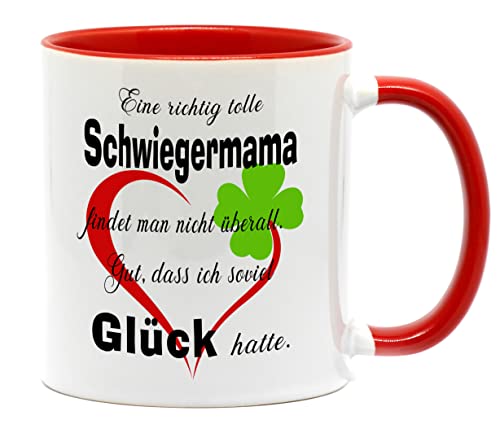 NICE-PRESENTS - Tasse - Tolle Schwiegermama Schwiegermutter - Spülmaschinengeeignet Keramik Kaffeetasse lustig Motiv, Spruch, beidseitig bedruckt - Geburtstag, Weihnachten, Geschenkidee - Farbe Rot von NICE-PRESENTS