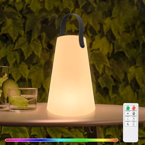 NiceBuy LED Tischlampe Kabellos Dimmbar 8 Farben Farbwechsel Akku USB Aufladbar Outdoor Tischleuchte Kabellos Klein Mit Fernbedienung FüR Camping Wohnzimmer DraußEn Garten(Stil E) von NiceBuy