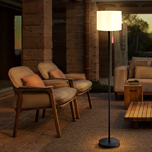 NiceBuy Solar Stehlampe Outdoor Garten Dimmbar Akku Stehlampe Aufladbar USB,LED Stehlampe Kabellos,HöHenverstellbar Stehleuchte,Wasserdicht IP44 FüR Terrasse DraußEn von NiceBuy