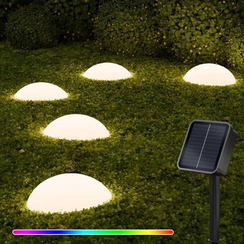 NiceBuy Solarlampen FüR AußEn Garten Kugel Oval Warmweiß RGB 7 Farbwechselnde LED Solar Gartenleuchten FüR AußEn Boden Deko 15 CM 5 StüCk von NiceBuy