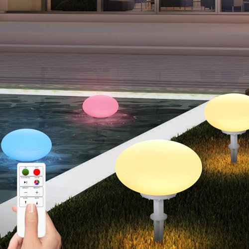 NiceBuy Solarlampen FüR AußEn Garten Kugel Warmweiß RGB Mit Fernbedienung, Solarleuchten FüR AußEn Winterfest Deko Bunt Mit Erdspieß,LED Gartenbeleuchtung Solar Kugel 28Cm von NiceBuy