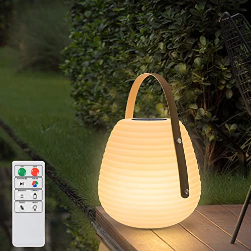 Solar Tischlampe Outdoor Wasserdicht Tischlampe Kabellos Aufladbar USB LED Tischlampe Akku Dimmbar Warmes Licht&Farbwechsel Mit Fernbedienung FüR AußEn Terrasse Garten Camping Schlafzimmer von NiceBuy